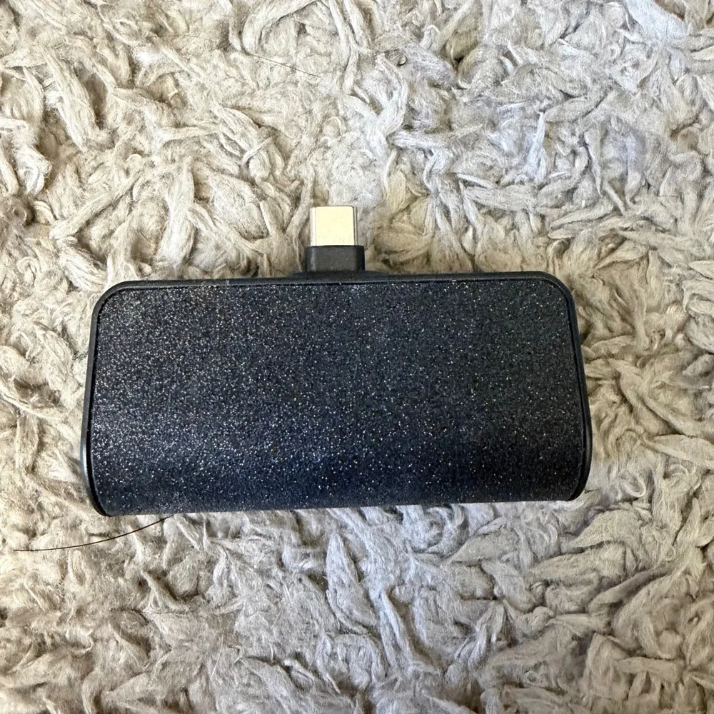 Portable‎ Power Bank 5200mAh USB-C Mini Charger Black Glitter PD Fast Charge